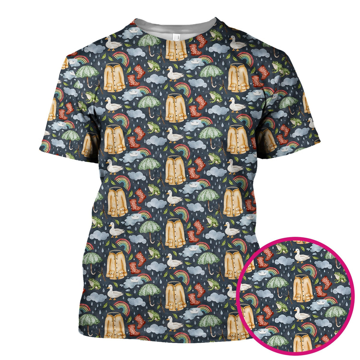 Rainy Day Ducks & Frog Nurse Scrub Top