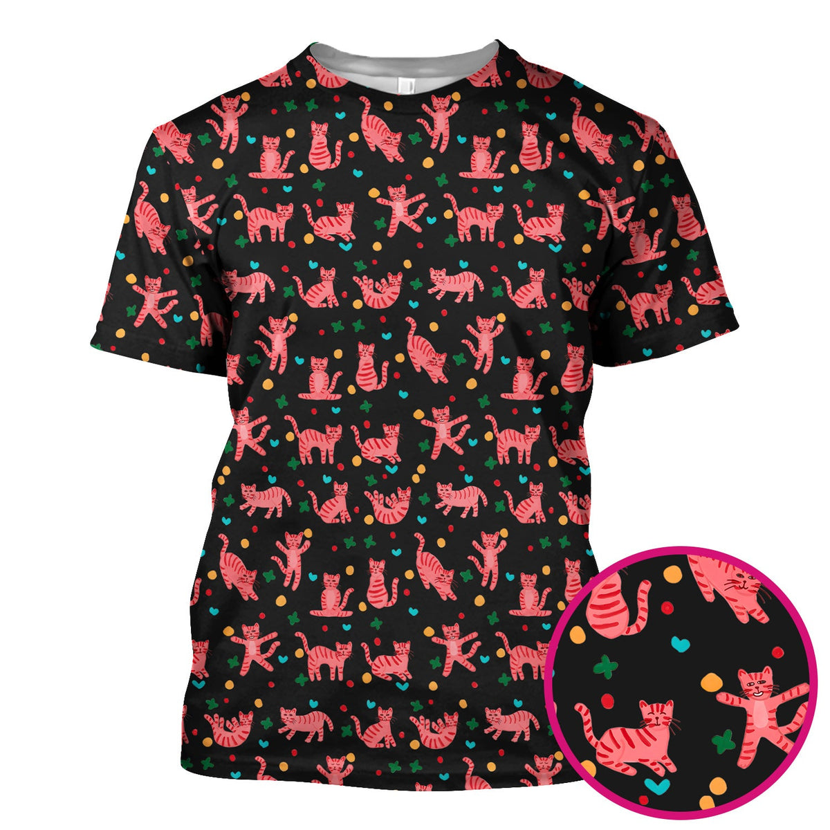 Pink Cat Nurse Scrub Top