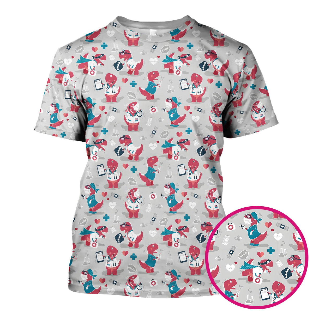 Dinosaur Doctor Nurse Scrub Top