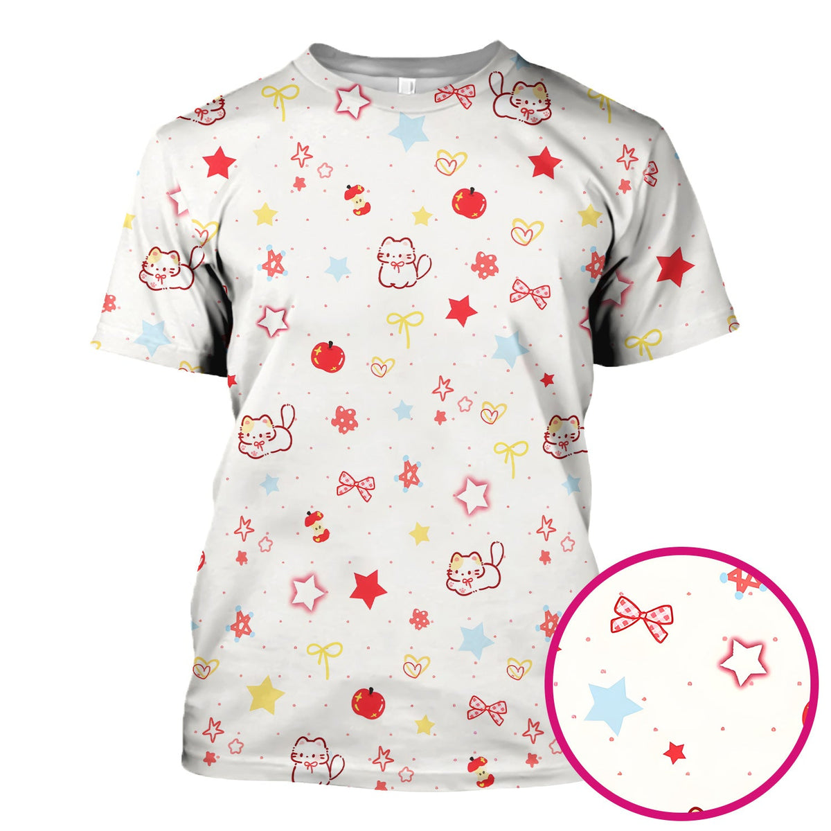 Kawaii Cat Bow Star Nurse Scrub Top