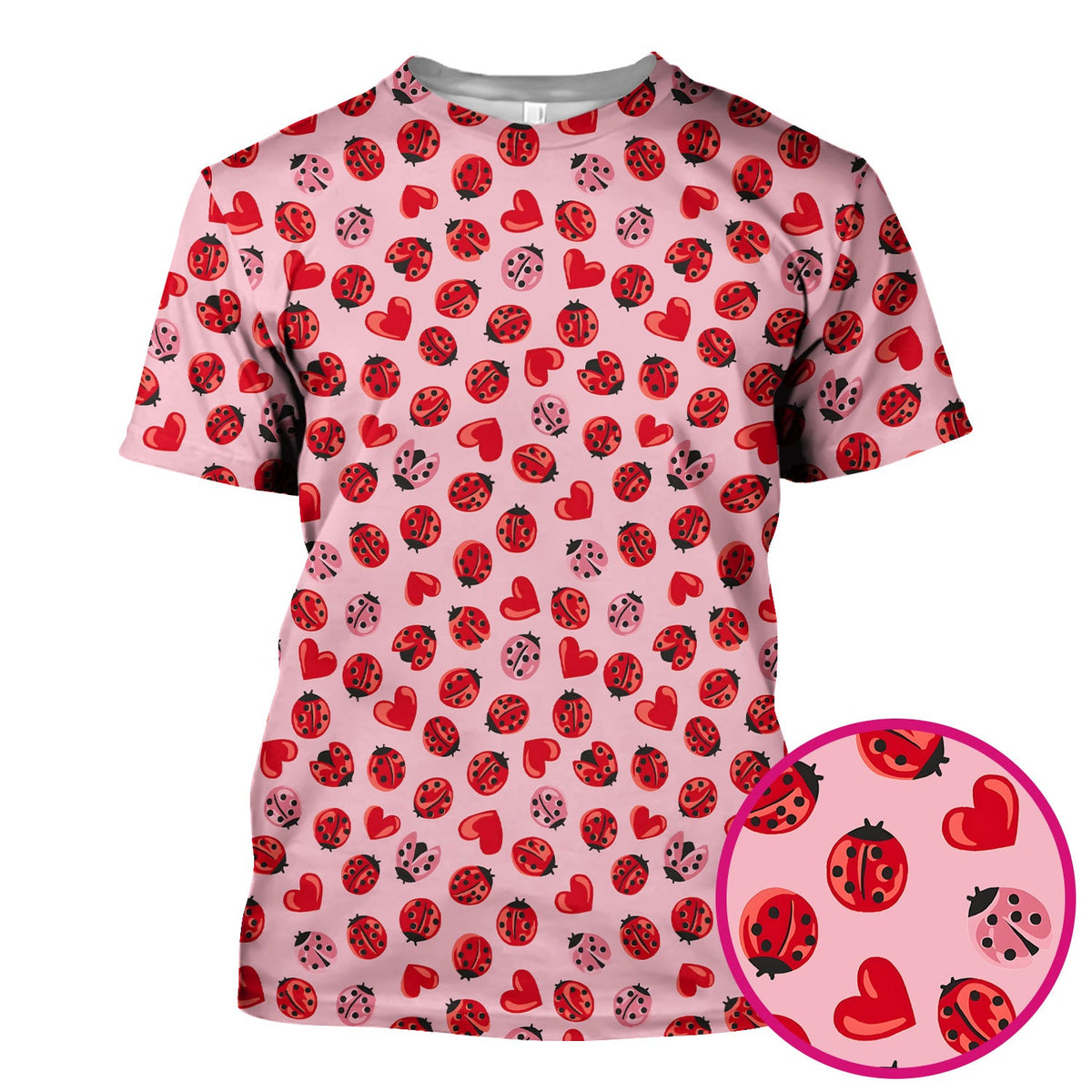 Ladybug Red Heart Nurse Scrub Top