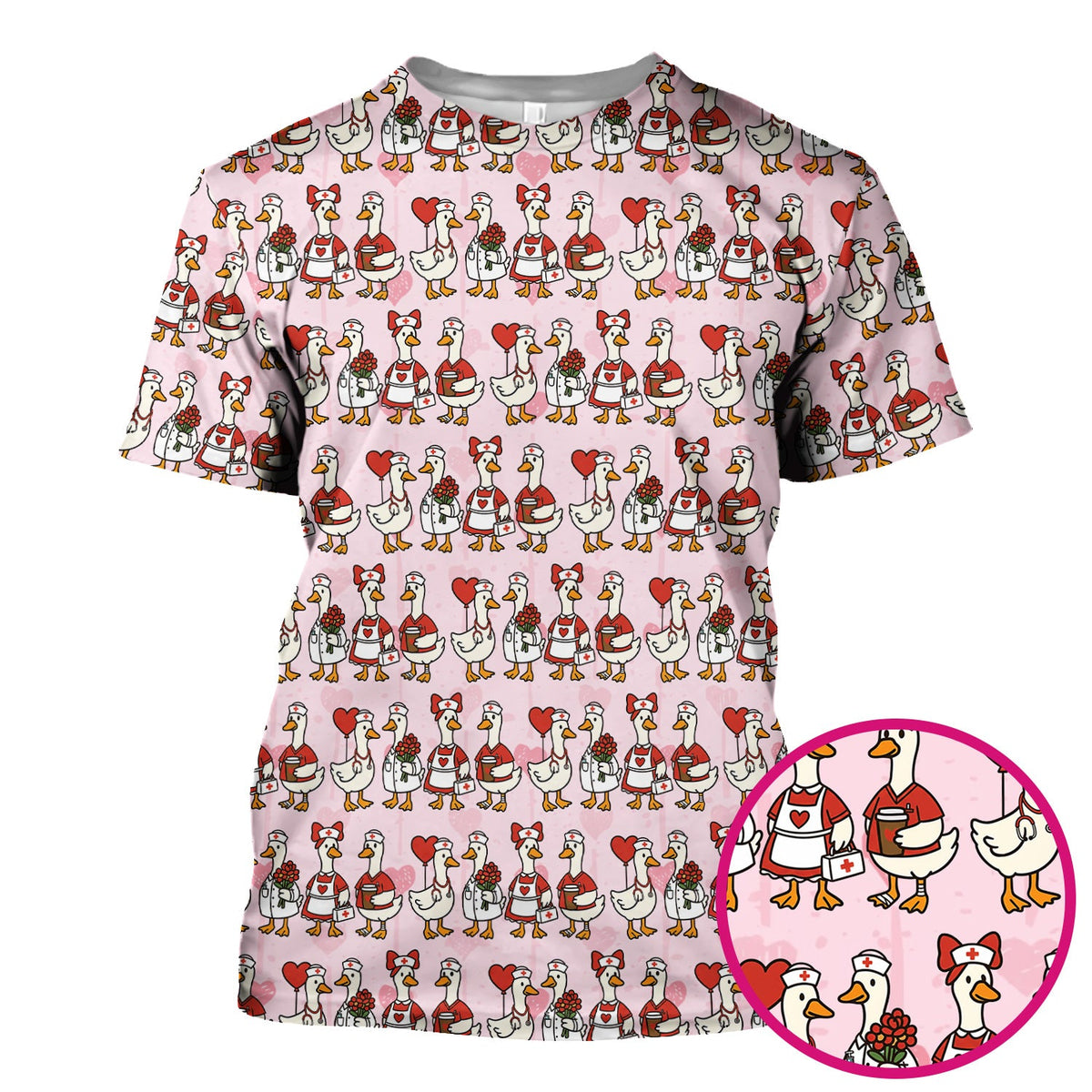 Valentine Nurse Goose Scrub Top