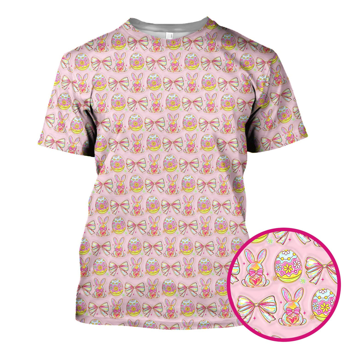 Bunny Pastel Egg Bow Nurse Scrub Top - Easter Gift