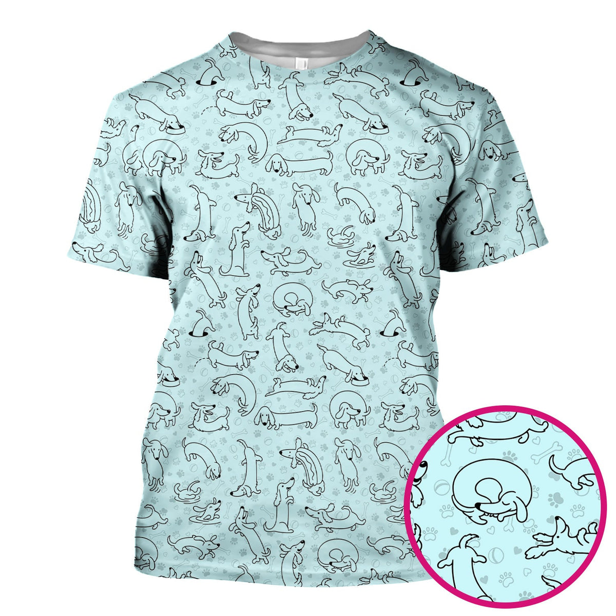 Dachshund Line Art Nurse Scrub Top