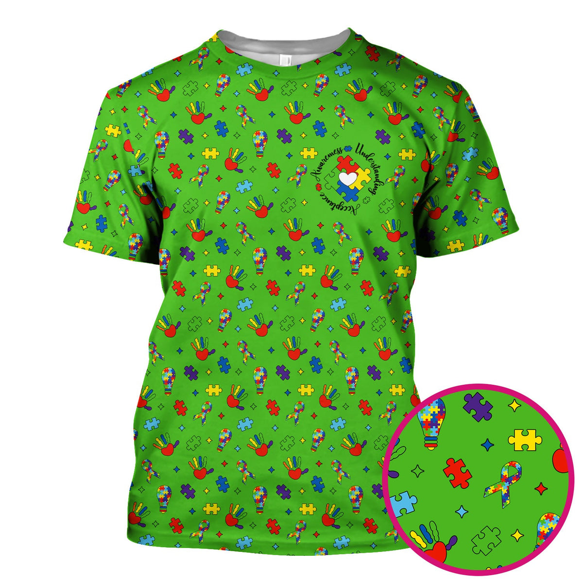 Autism Awareness Colorful Puzzle Nurse Scrub Top
