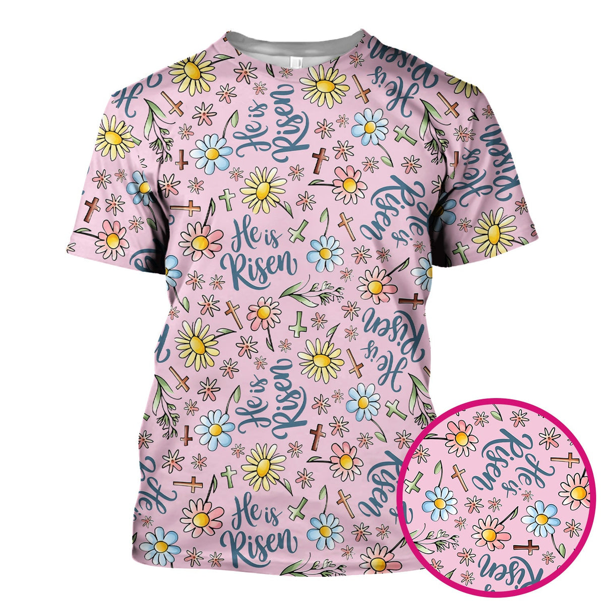 Risen Cross Flower Nurse Scrub Top - Easter Gift