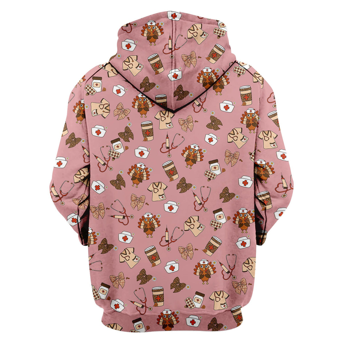 Cute Nurse Fall Season Scrub Top - Thanksgiving Turkey & Stethoscope Medical Design  - Gift for RN LPN CNA