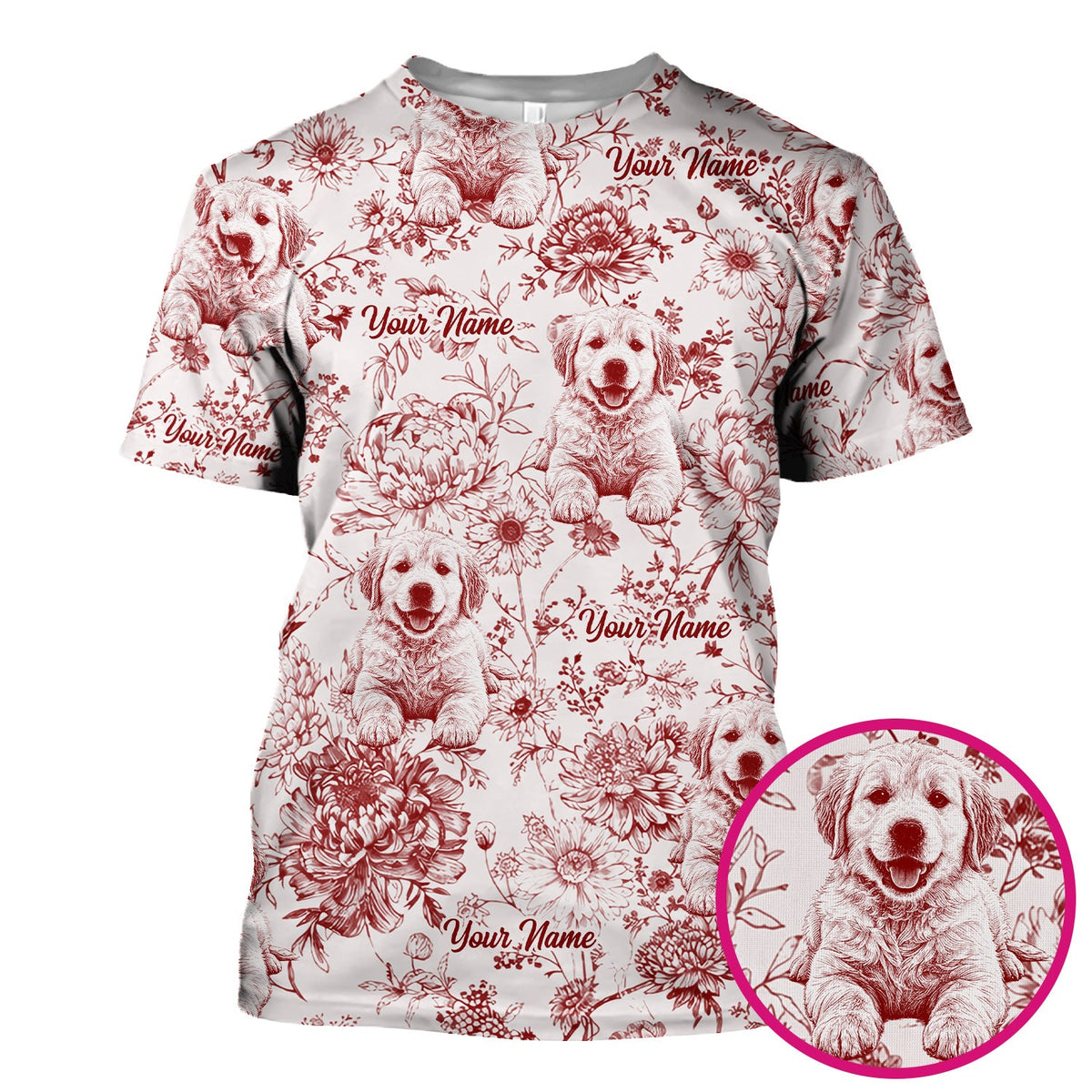 Personalized Pet Photo Floral Nurse Scrub Top