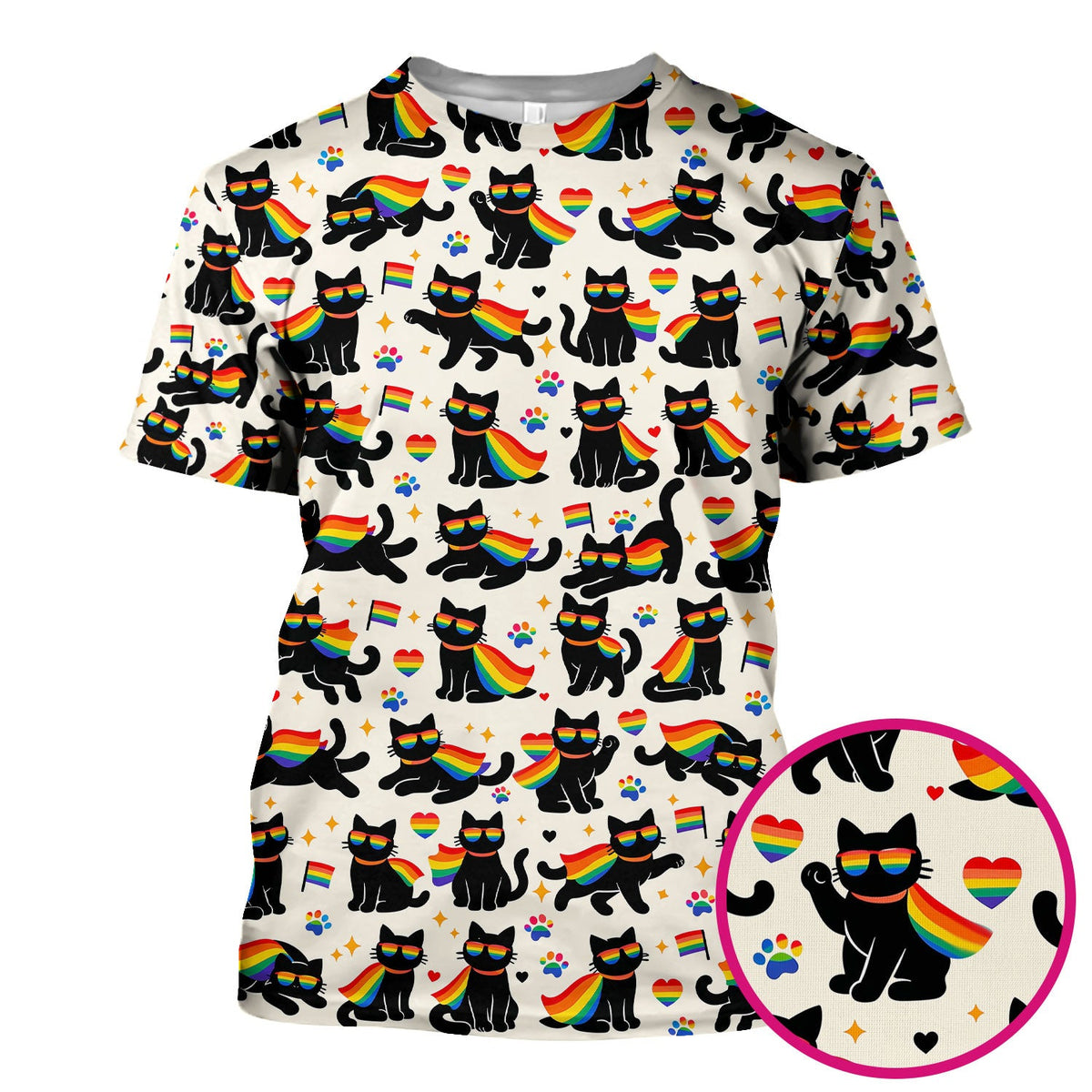 Rainbow Black Cat Pride Nurse Scrub Top