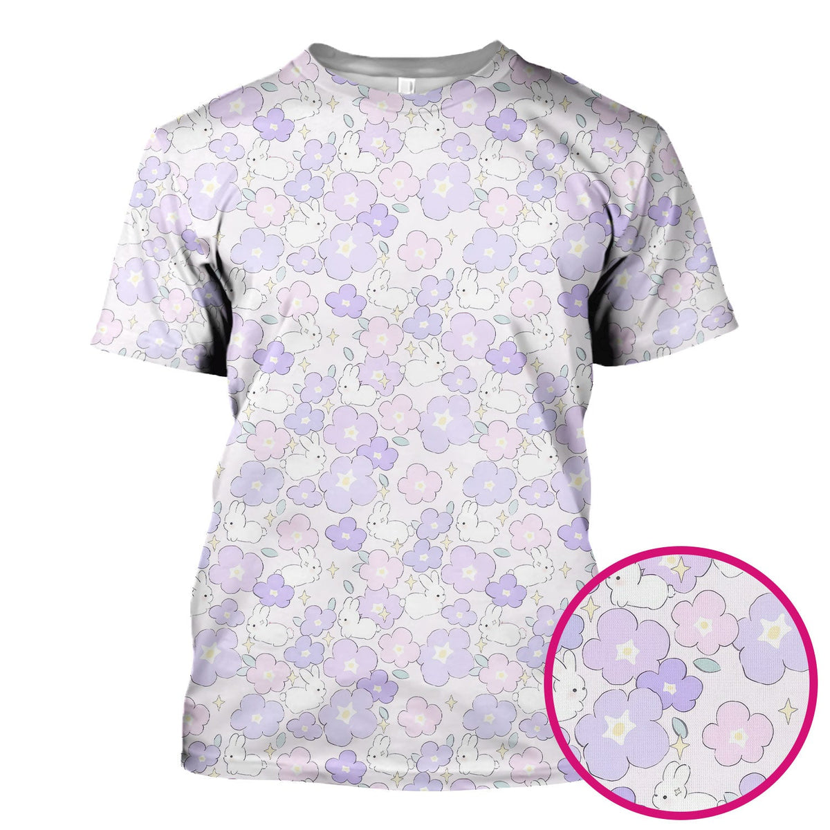 Bunny Floral Pastel Nurse Scrub Top
