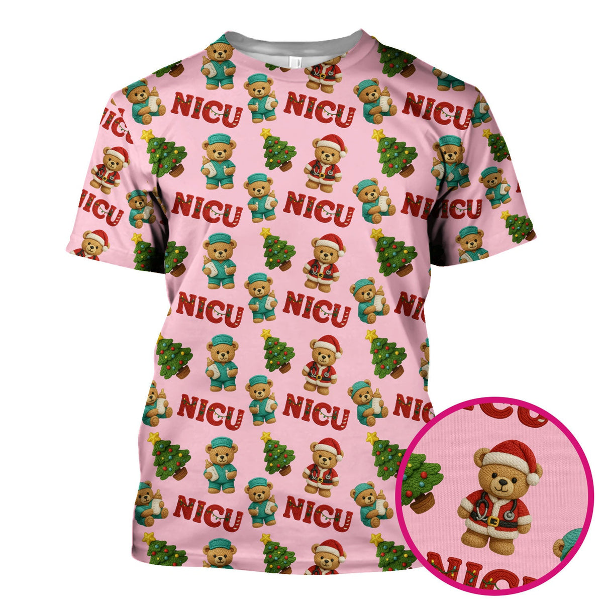 NICU Nurse Teddy Bear Scrub Top - Christmas Gift