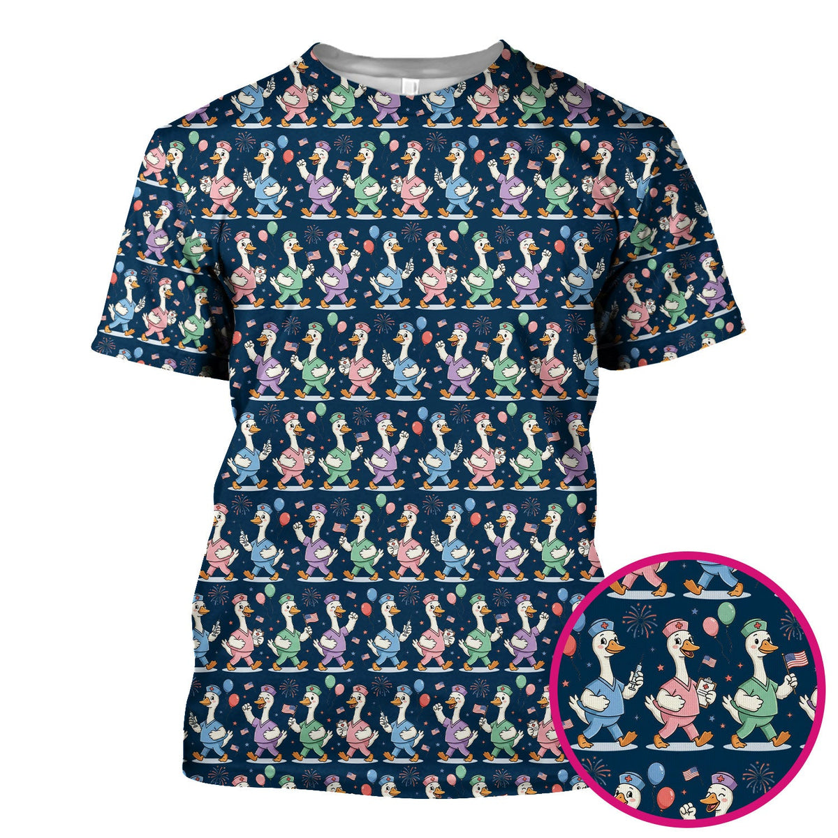 Ducks Balloons Nurse Scrub Top