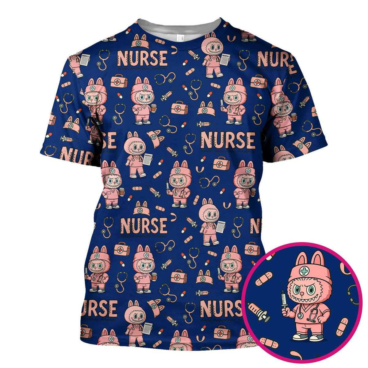 Bunny Cartoon Nurse Scrub Top