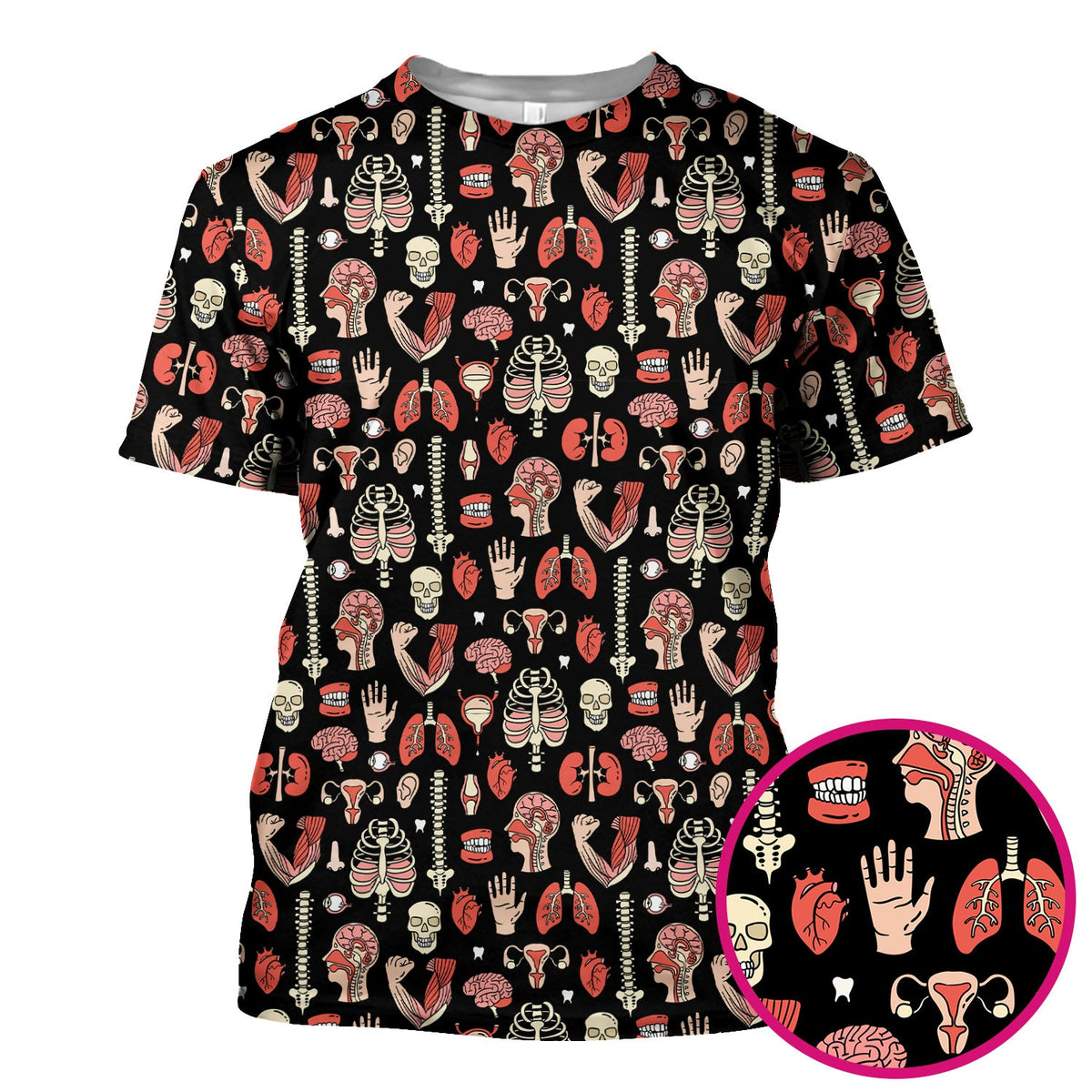 Human Anatomy Body Parts Nurse Scrub Top
