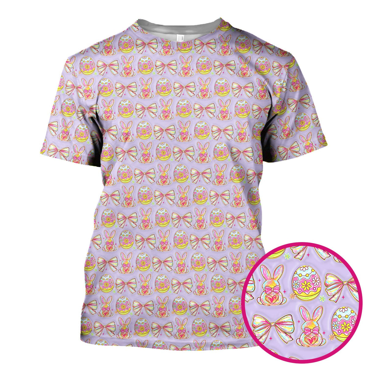 Bunny Pastel Egg Bow Nurse Scrub Top - Easter Gift