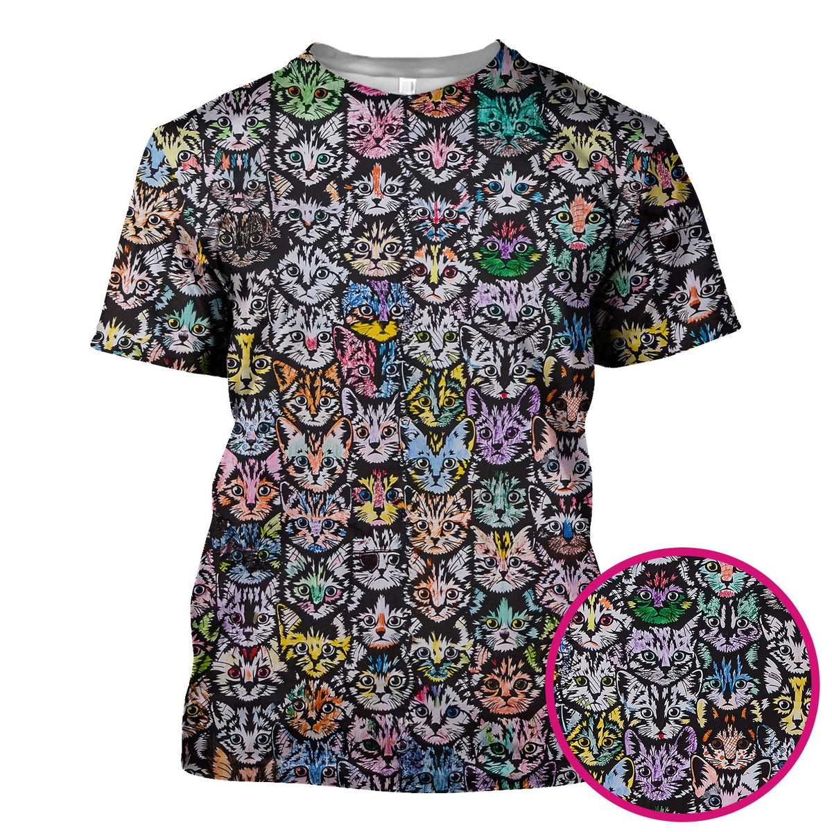 Colorful Cat Faces Nurse Scrub Top