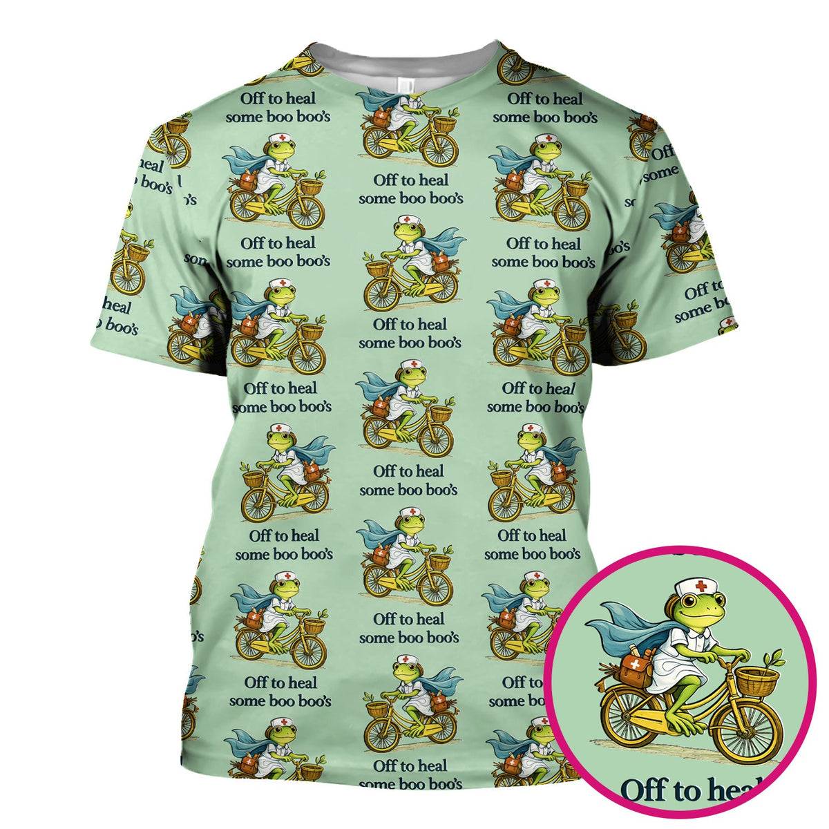 Frog Cycling Nurse Scrub Top