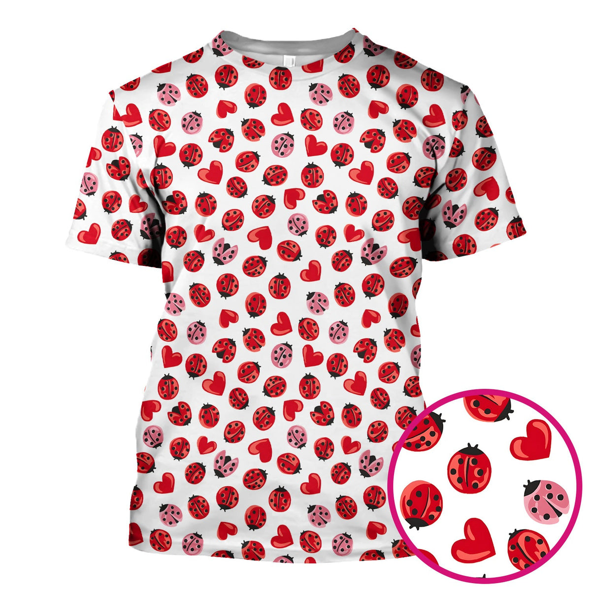 Ladybug Red Heart Nurse Scrub Top