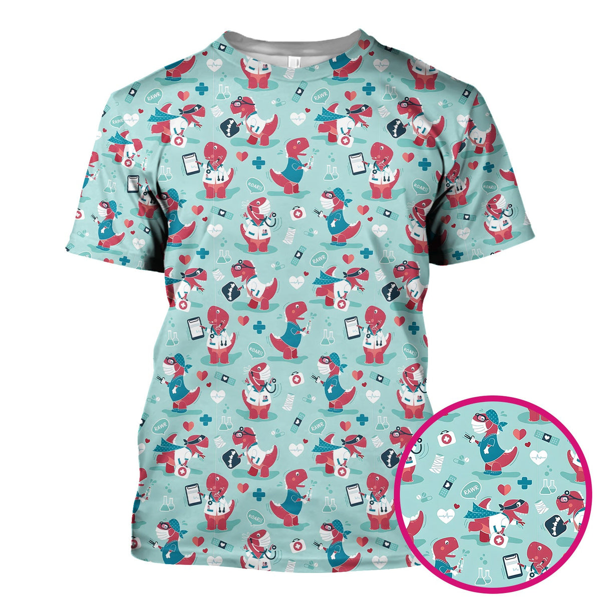Dinosaur Doctor Nurse Scrub Top