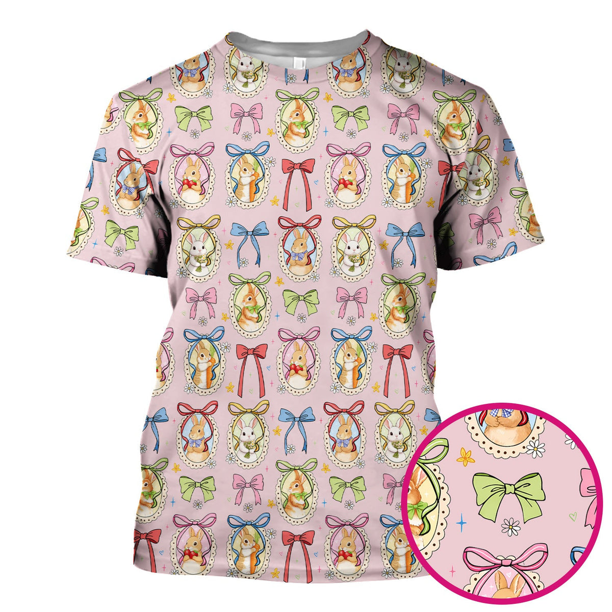 Bunny Cameo Bow Nurse Scrub Top - Easter Gift