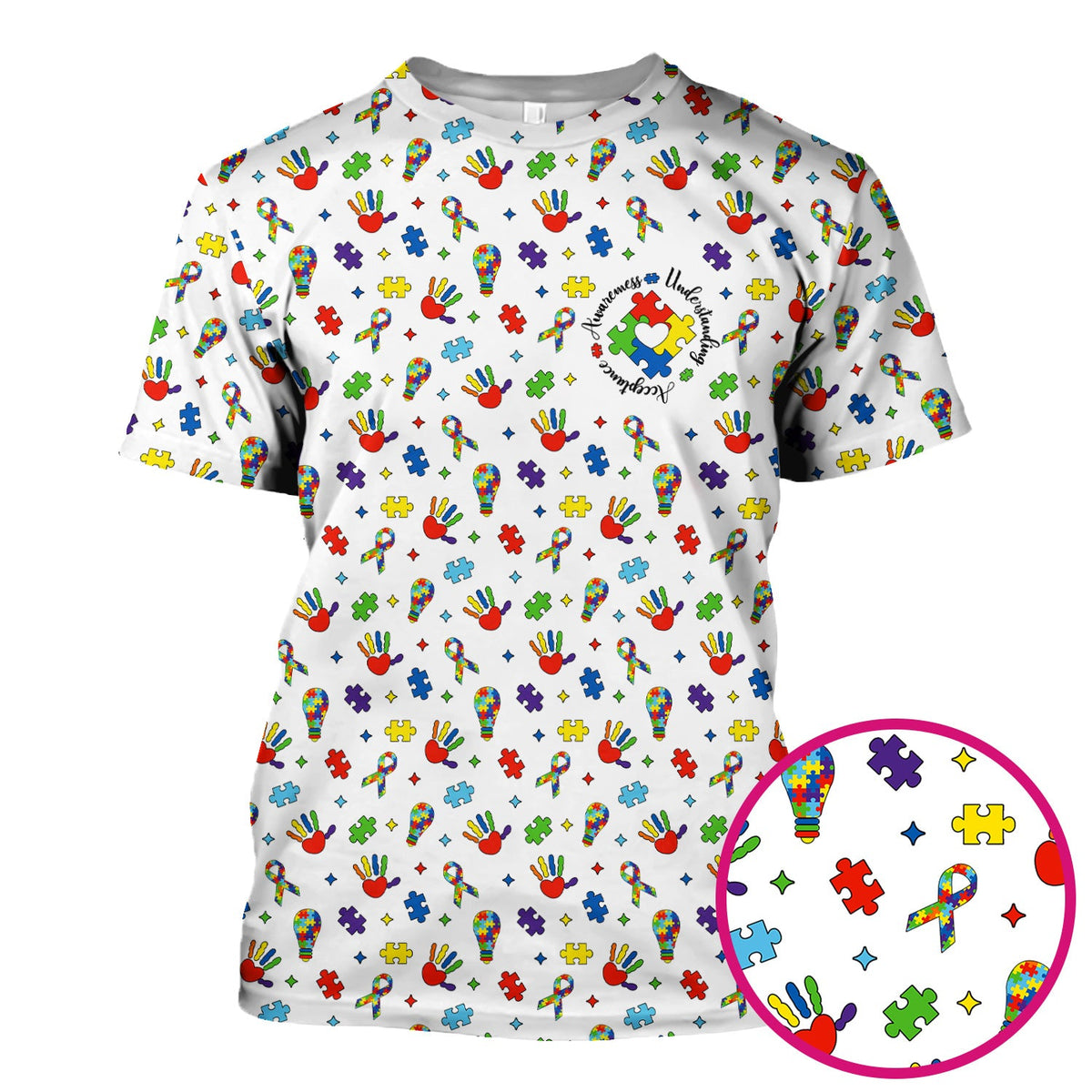 Autism Awareness Colorful Puzzle Nurse Scrub Top