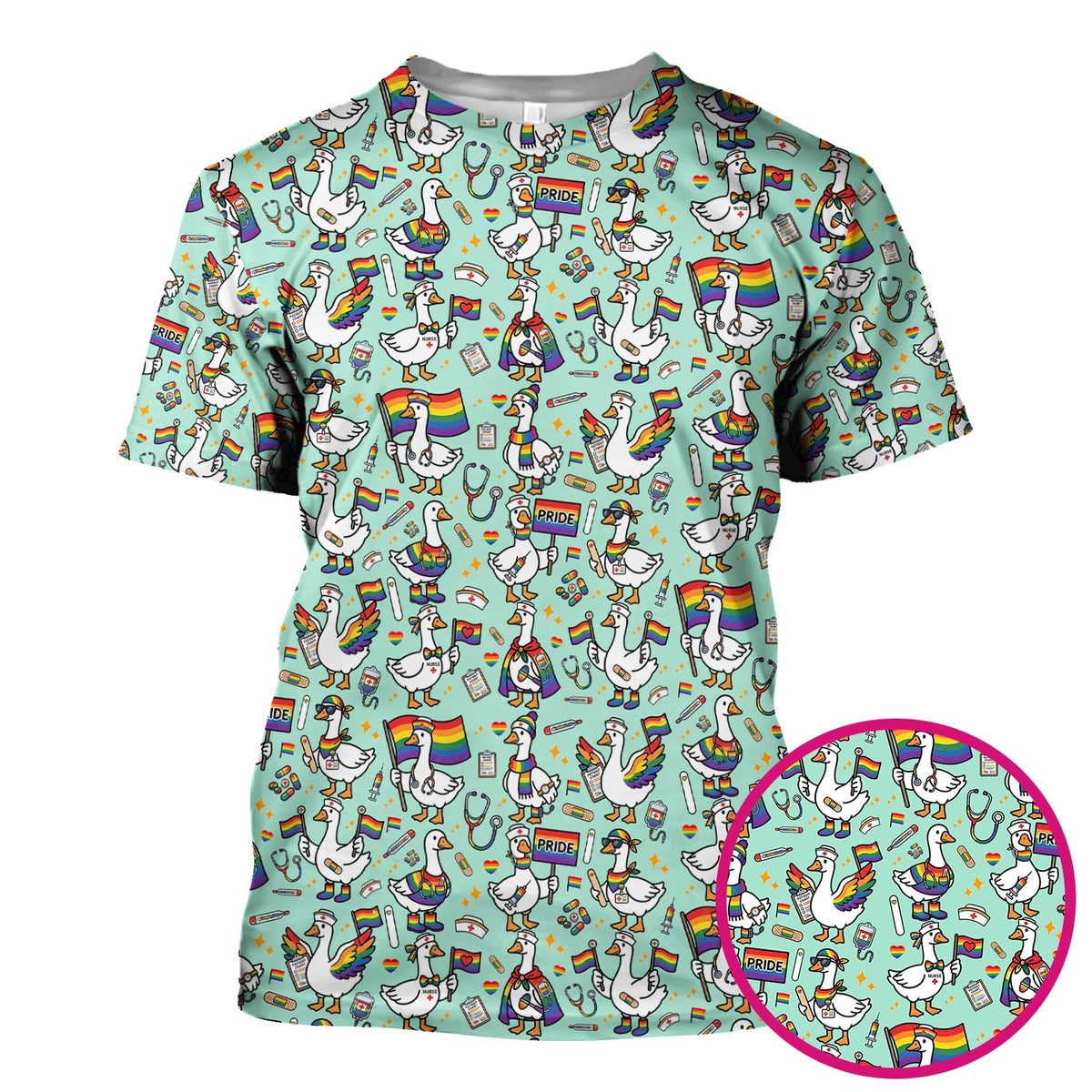 LGBT Pride Nurse Duck Scrub Top