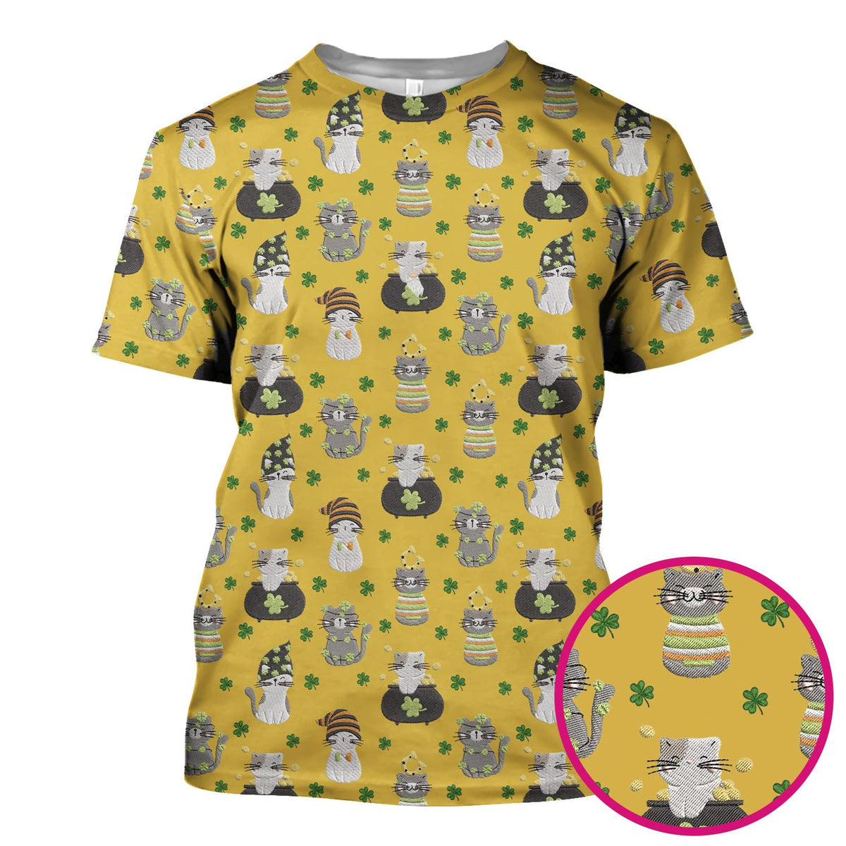 St Patrick Lucky Cat Shamrock Nurse Scrub Top