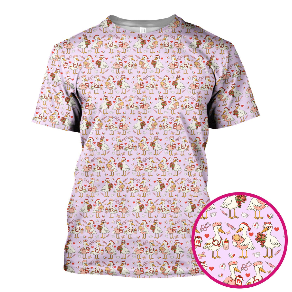 Valentine Goose Nurse Scrub Top