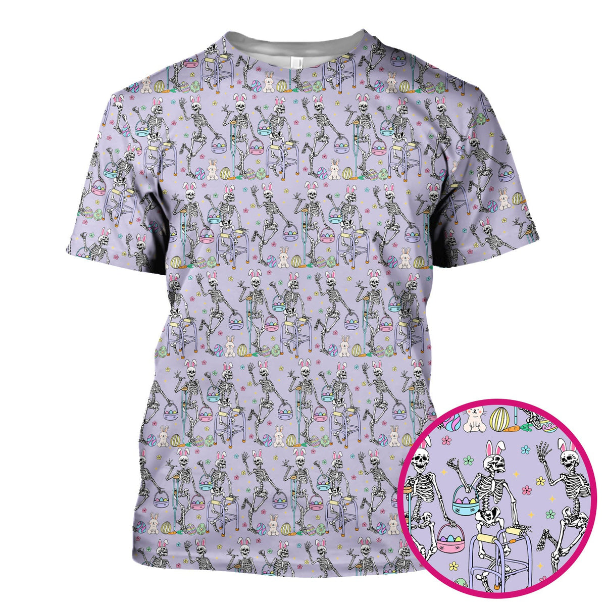 Fun Skeleton Bunny Nurse Scrub Top - Easter Gift