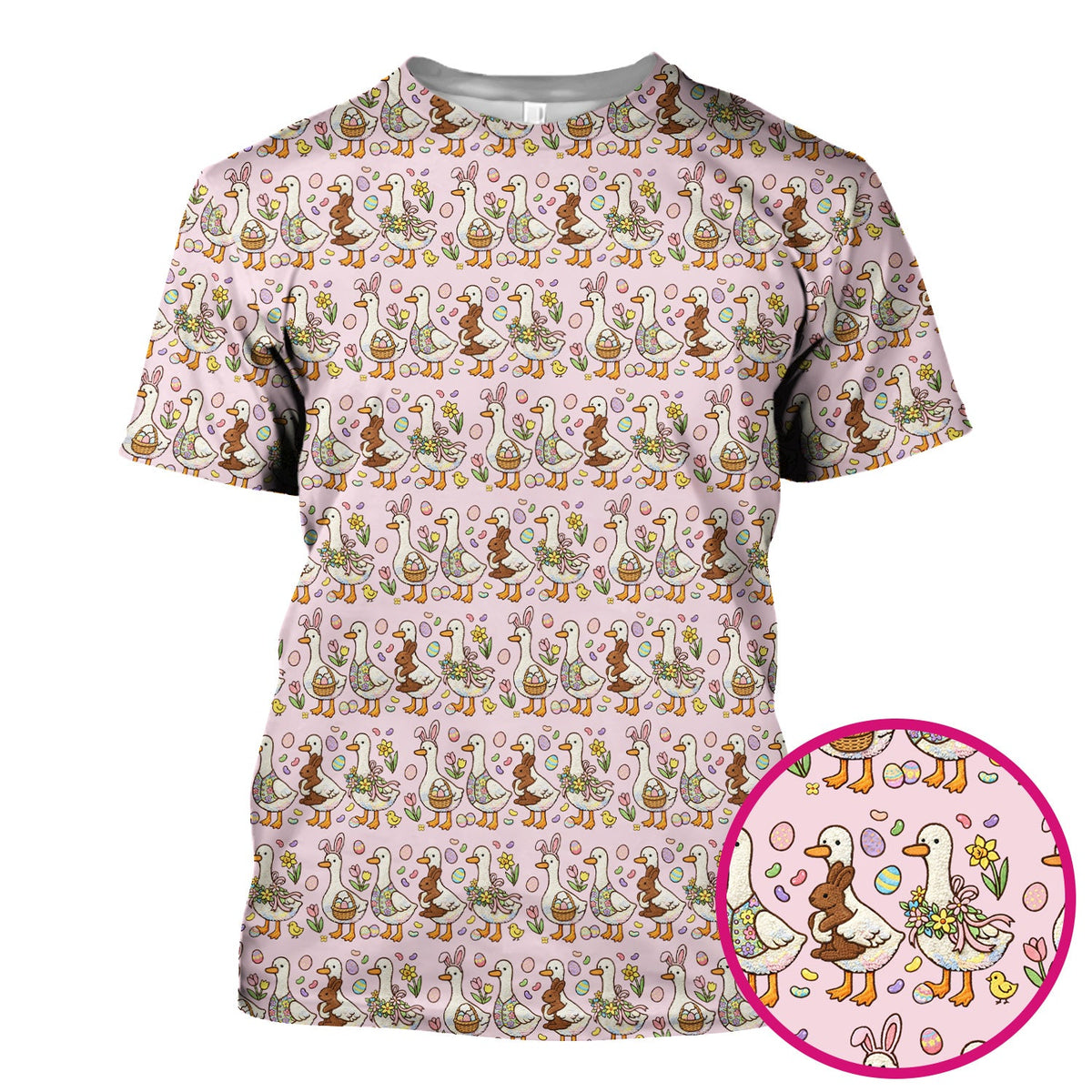 Duck Bunny Egg Floral Nurse Scrub Top - Easter Gift