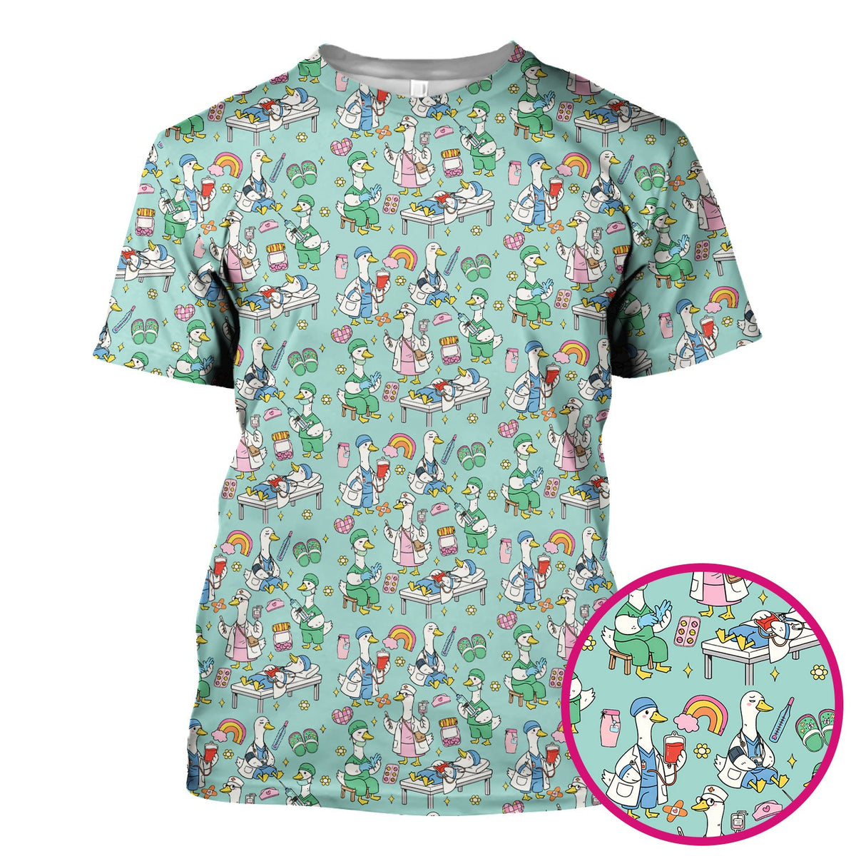 Duck Medical Doodle Nurse Scrub Top