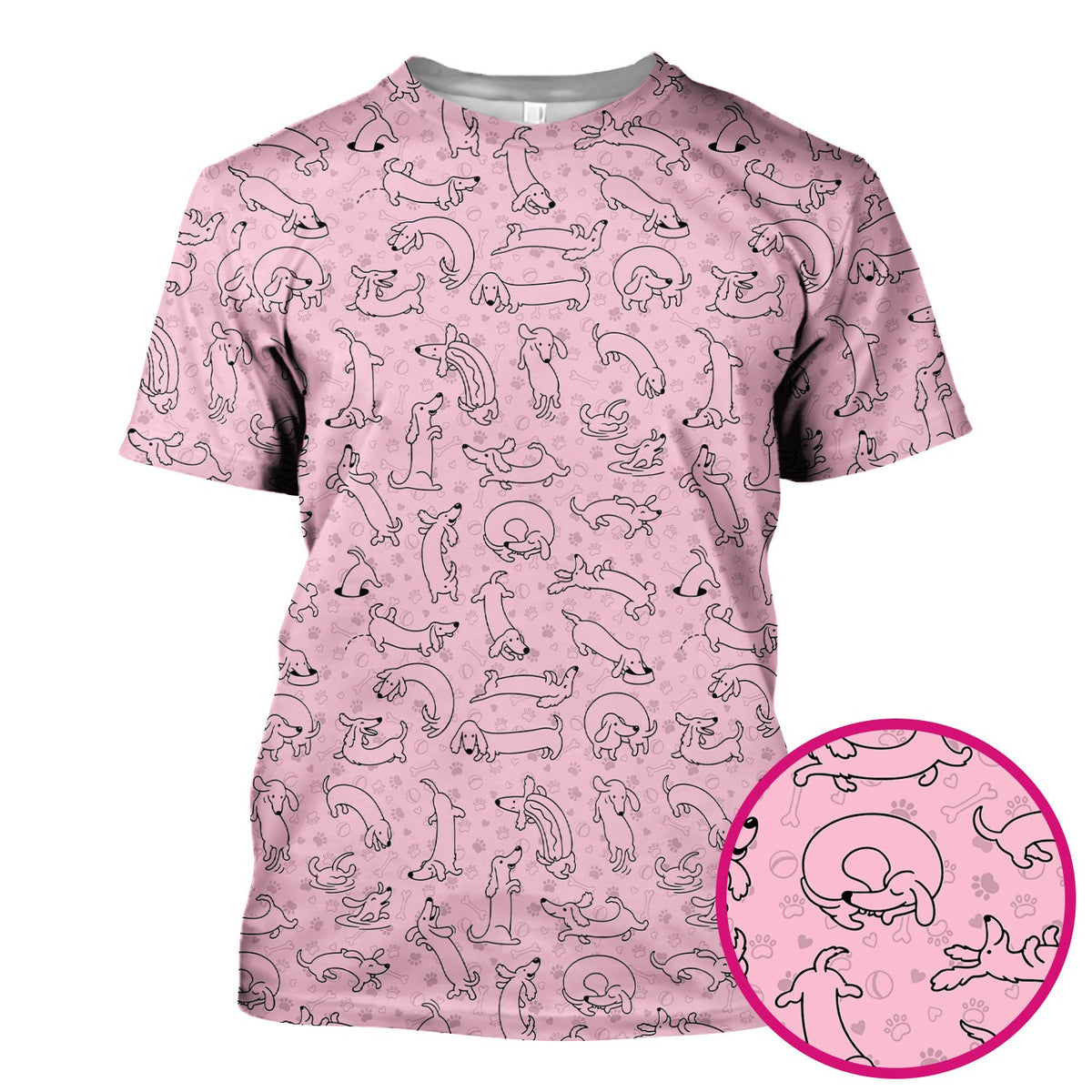 Dachshund Line Art Nurse Scrub Top