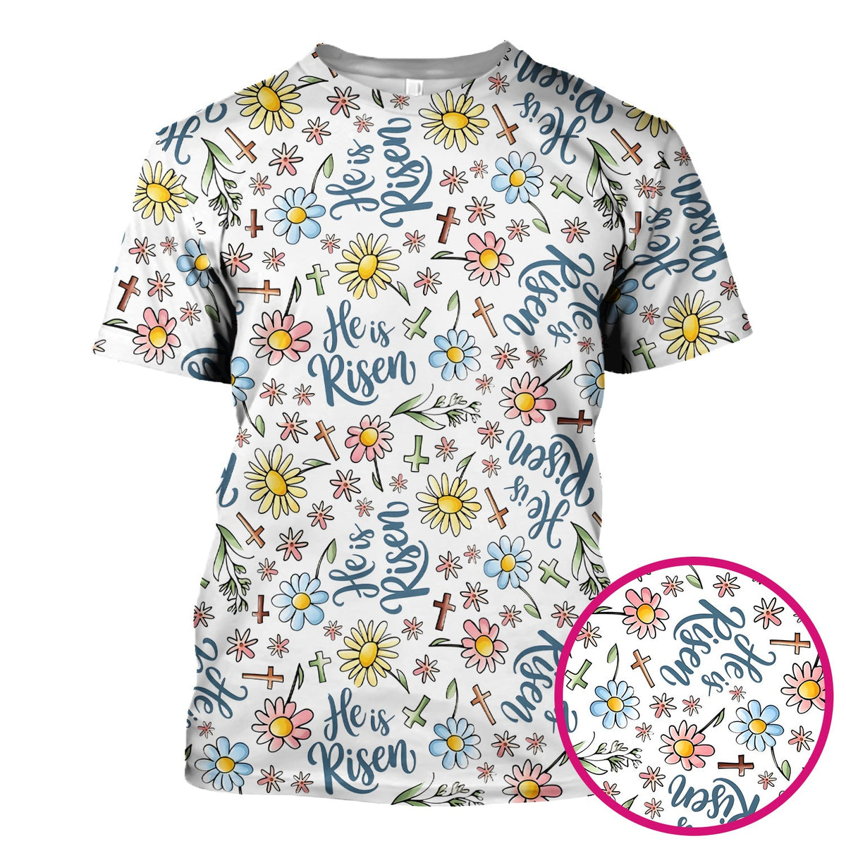 Risen Cross Flower Nurse Scrub Top - Easter Gift