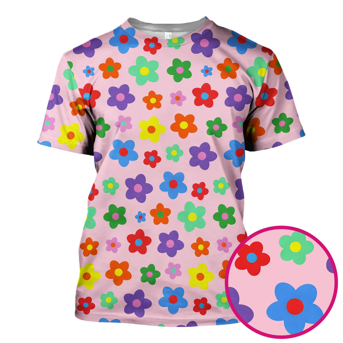 Colorful Retro Flower Nurse Scrub Top