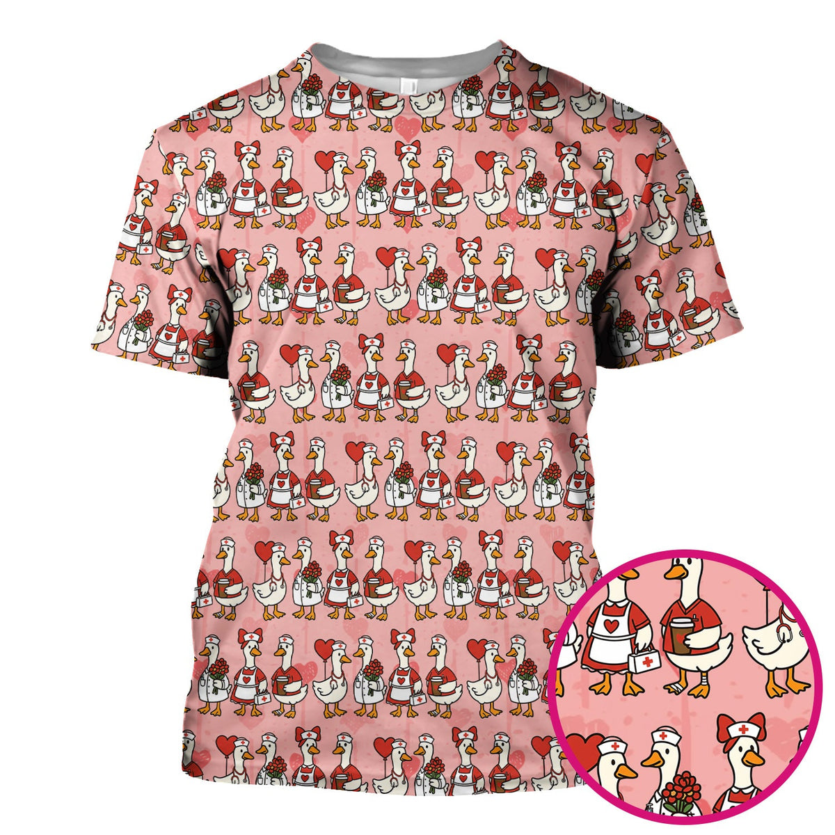 Valentine Nurse Goose Scrub Top