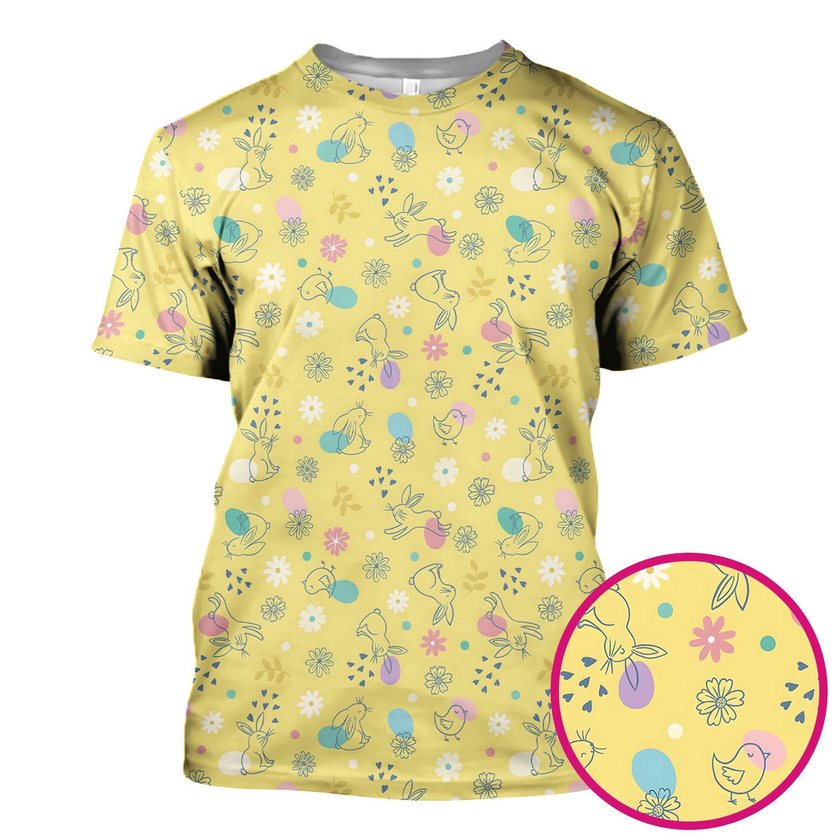 Whimsical Easter Bunny Eggs Nurse Scrub Top