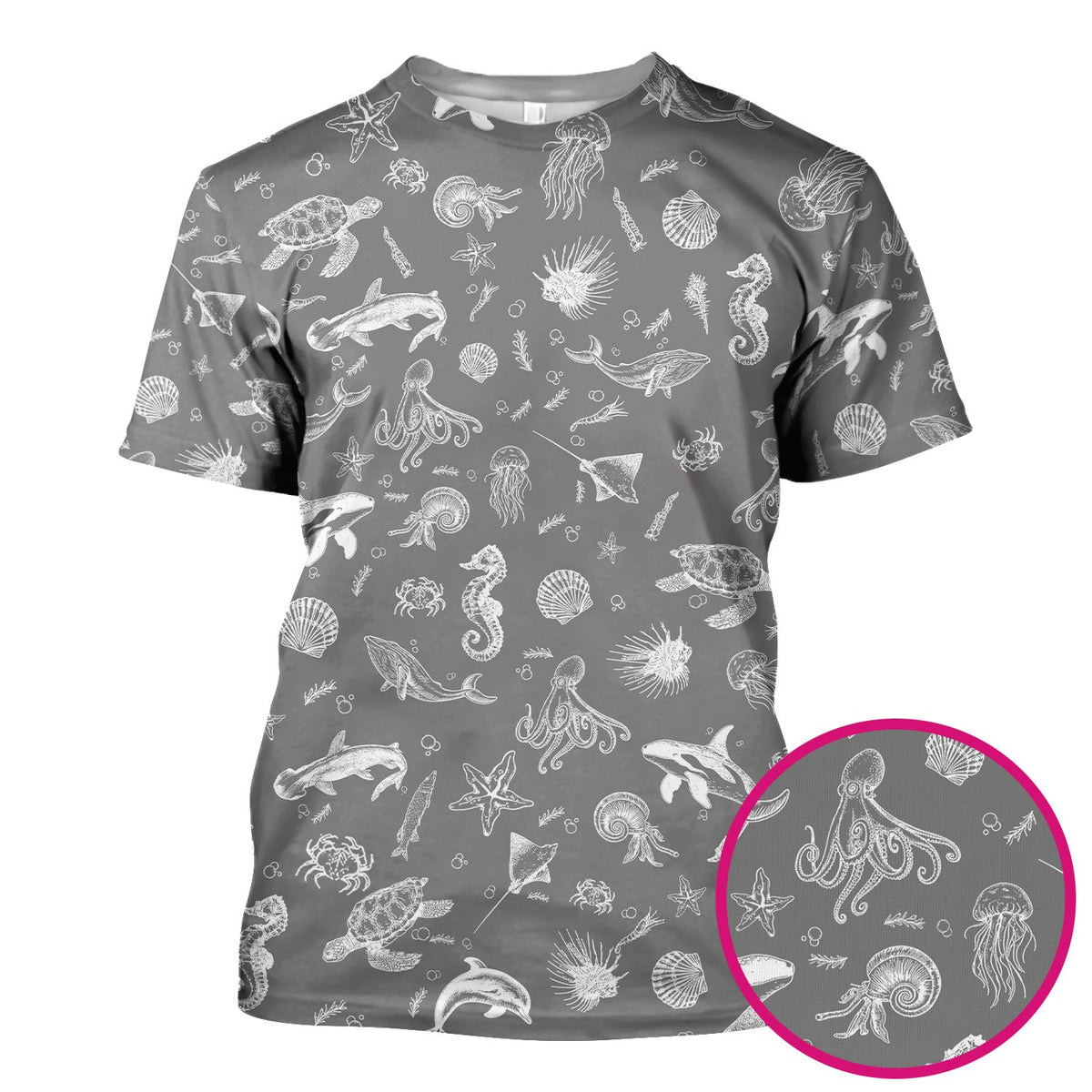 Marine Sea Life Nurse Scrub Top