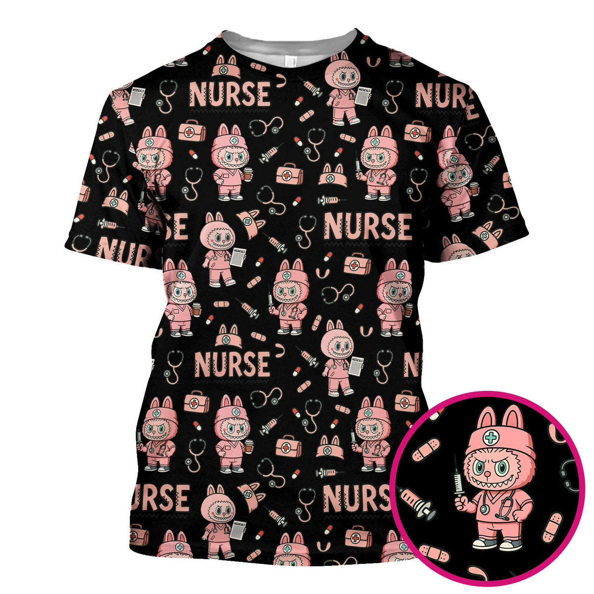 Bunny Cartoon Nurse Scrub Top