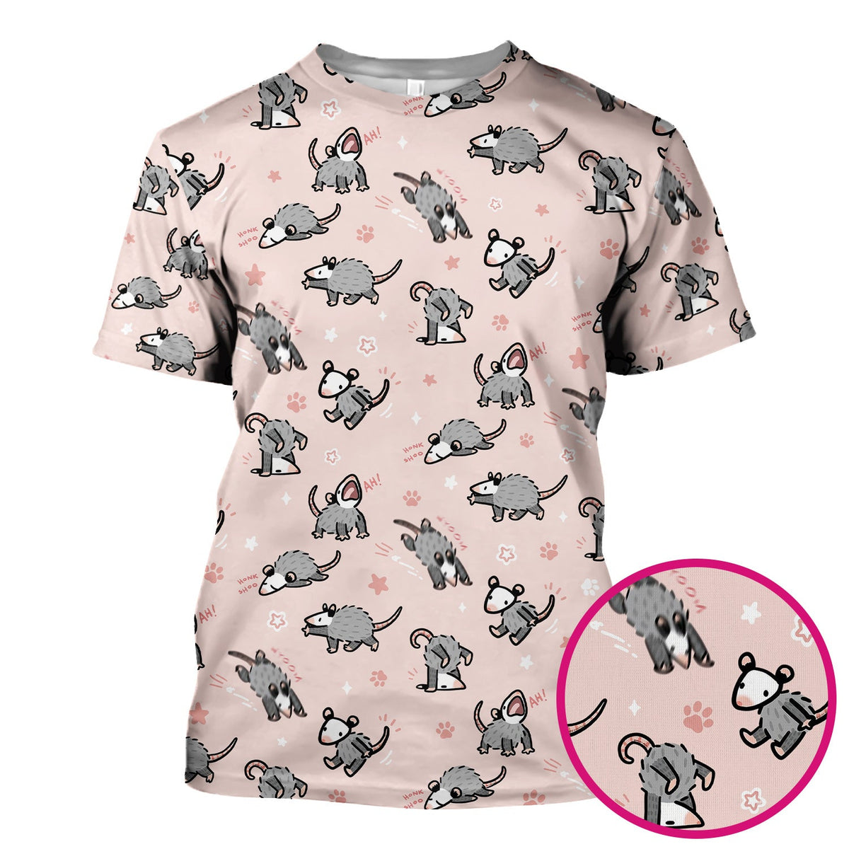 Cartoon Opossum Nurse Scrub Top