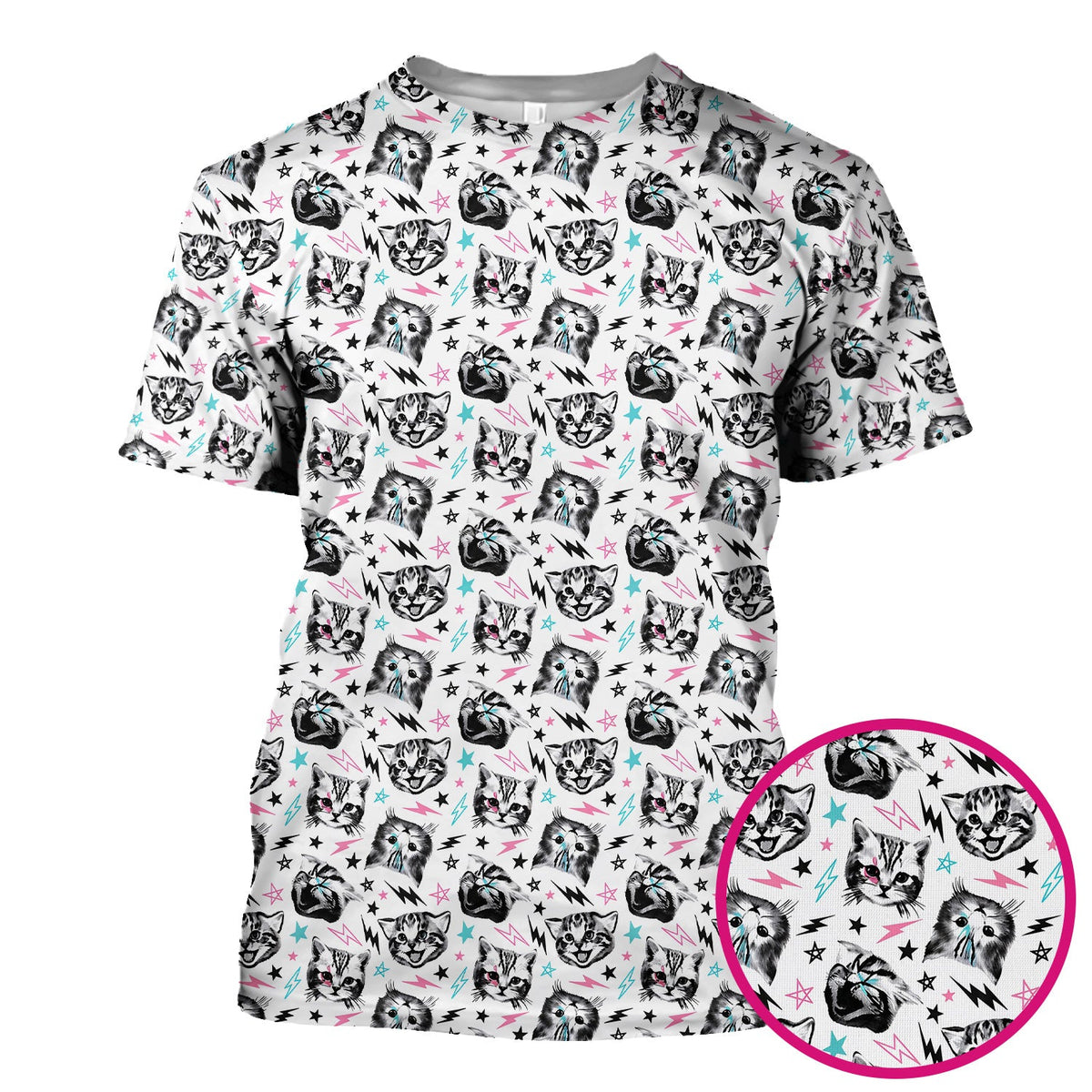 Cat Faces Lightning Nurse Scrub Top