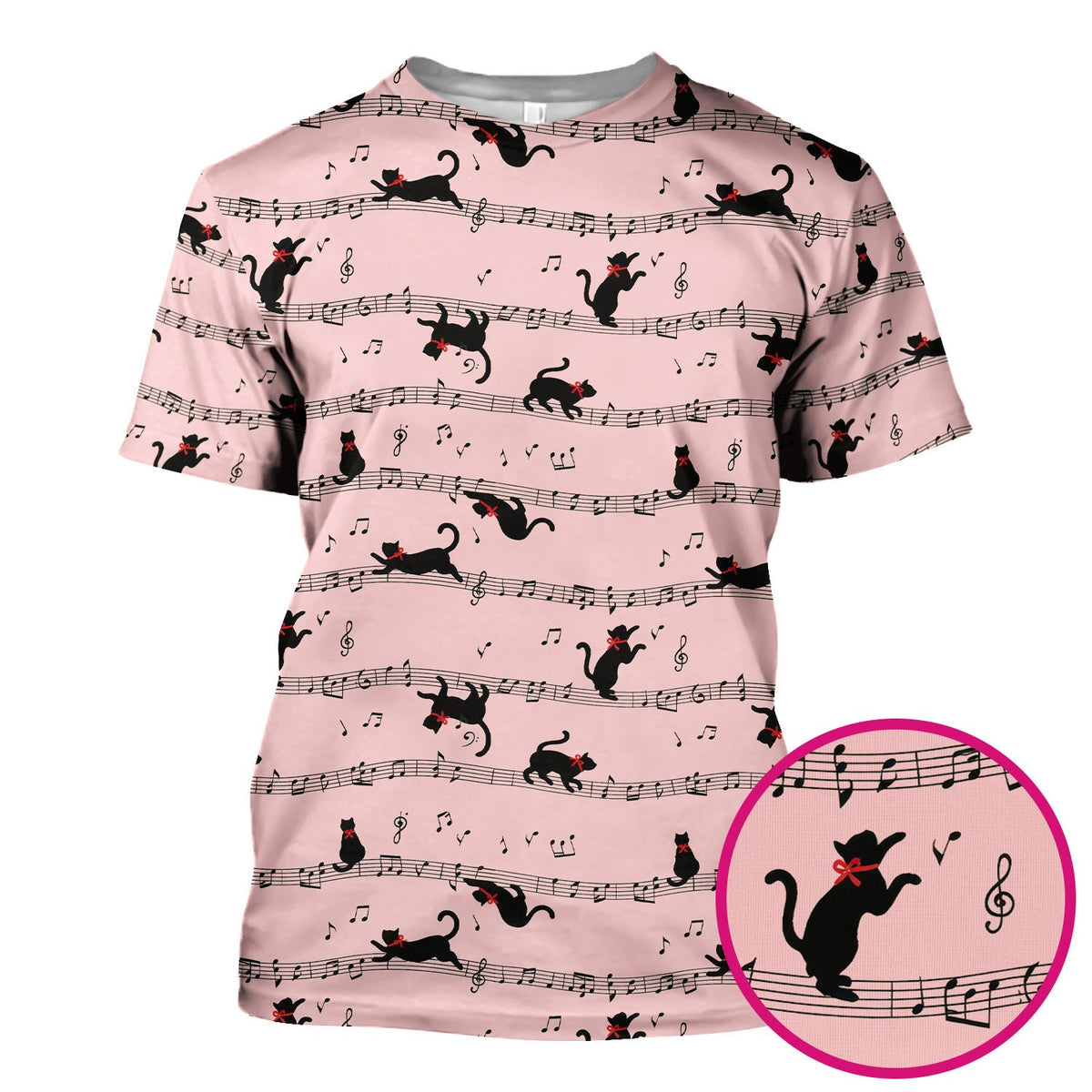 Dancing Black Cat Music Nurse Scrub Top