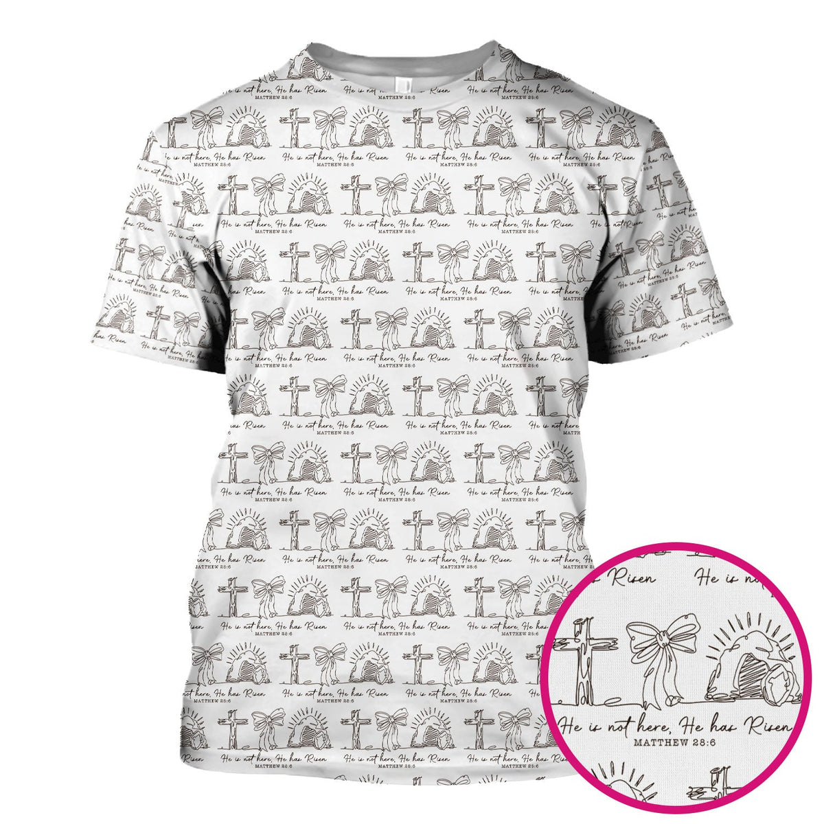 Christian Cross He Is Risen Pattern Scrubs Top, Comfortable Scrubs for Nurses