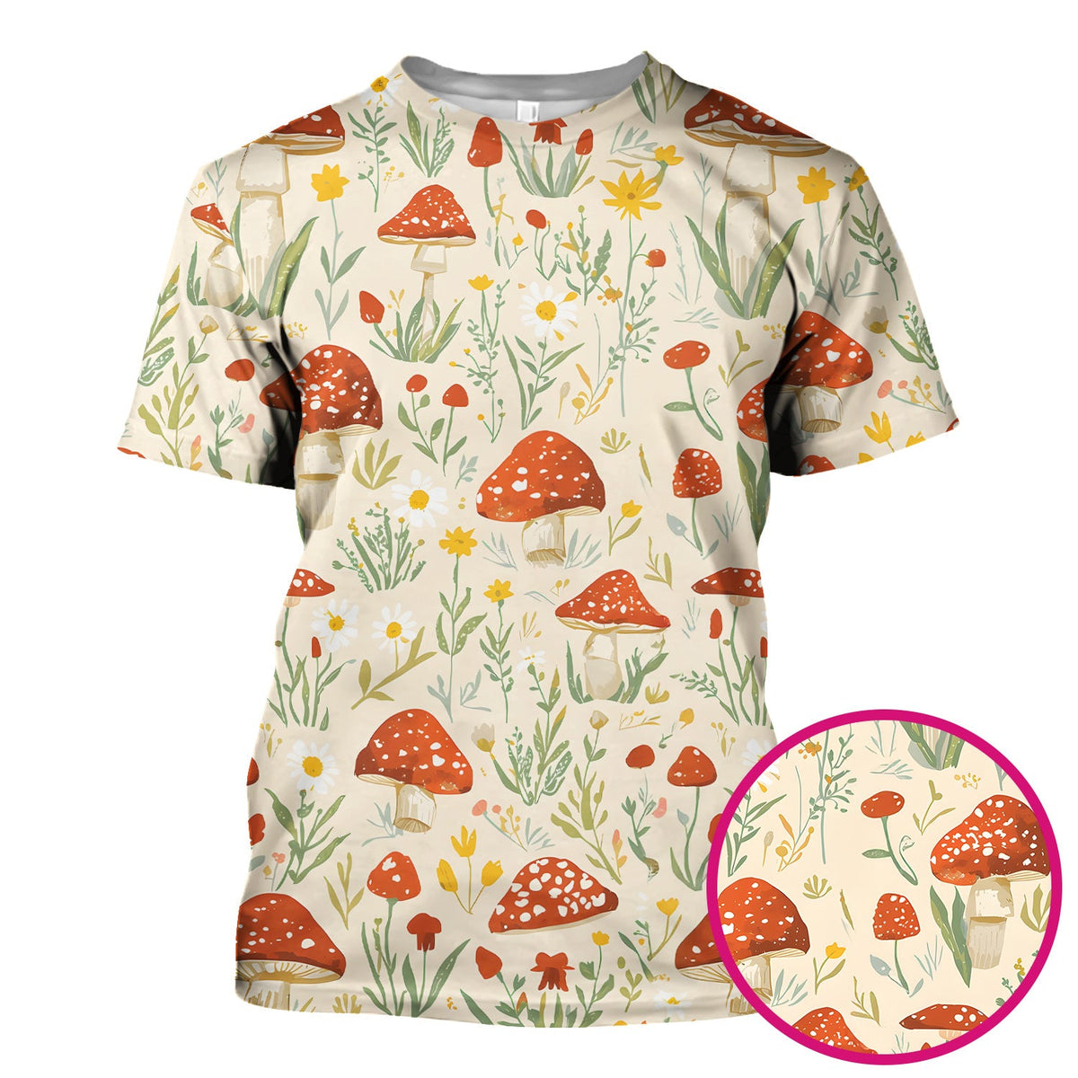 Mushroom Wildflower Nurse Scrub Top