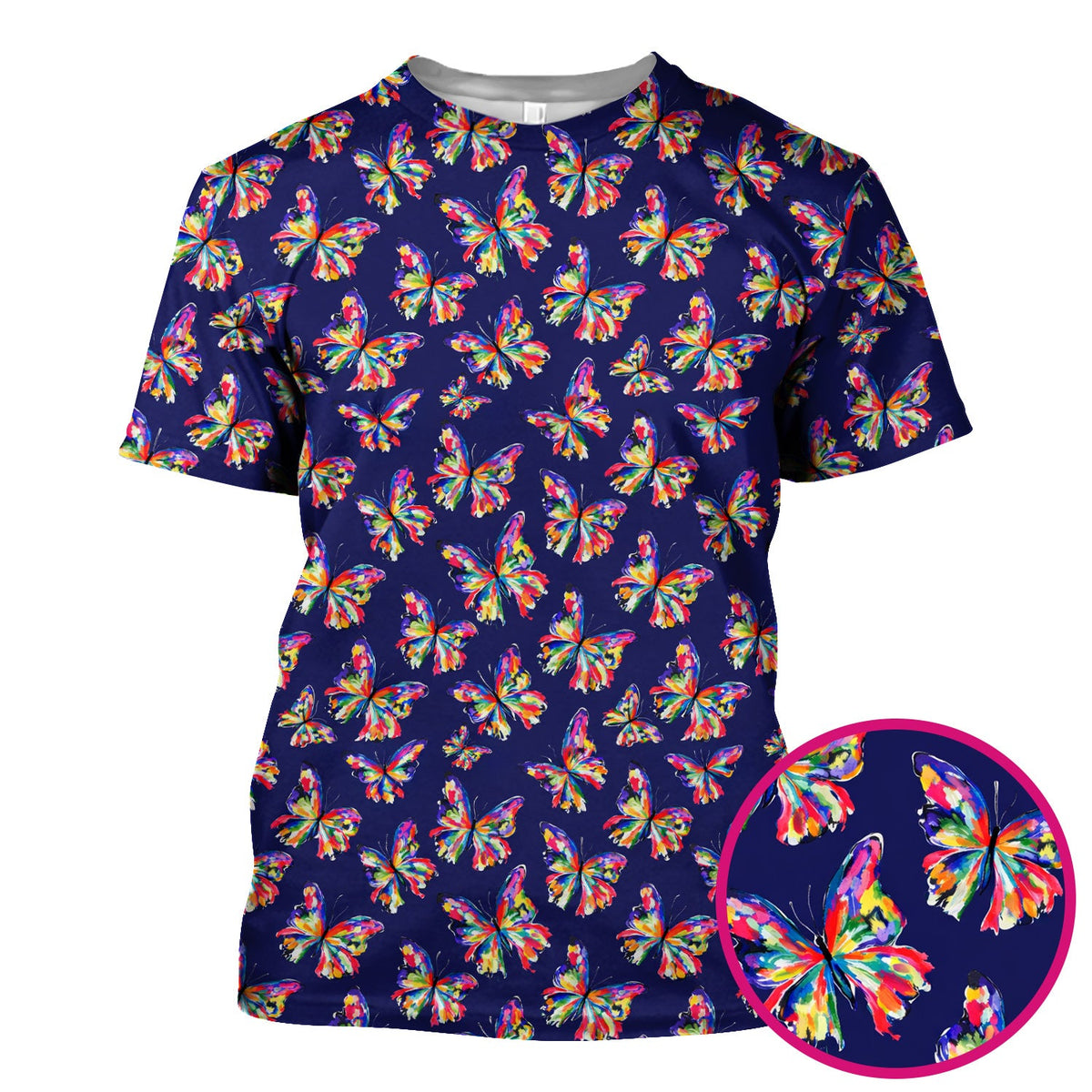Personalized Vibrant Rainbow Butterfly Nurse Scrub Top