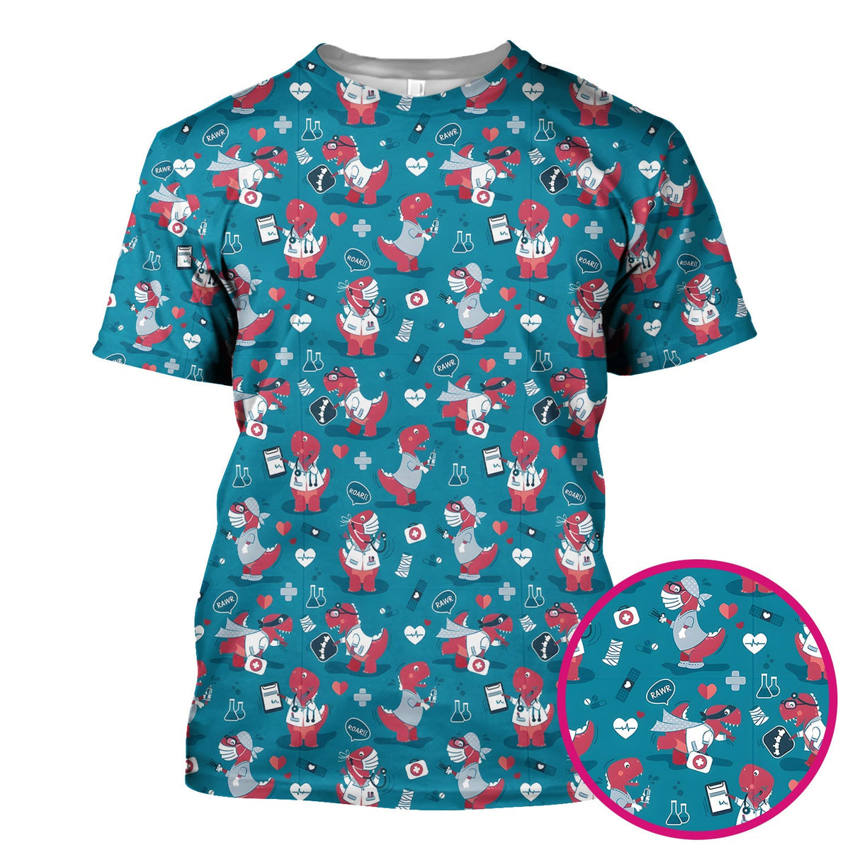 Dinosaur Doctor Nurse Scrub Top