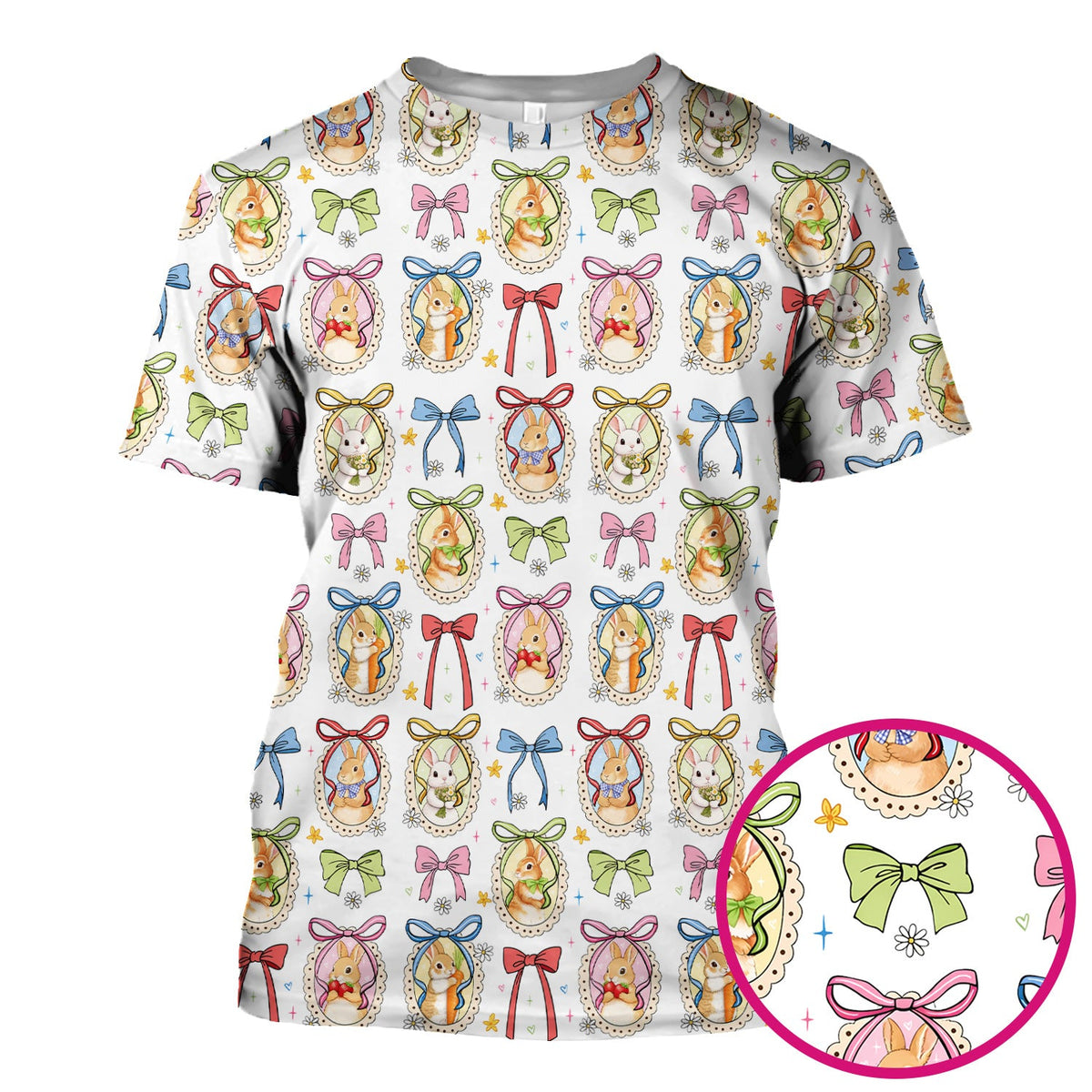 Bunny Cameo Bow Nurse Scrub Top - Easter Gift