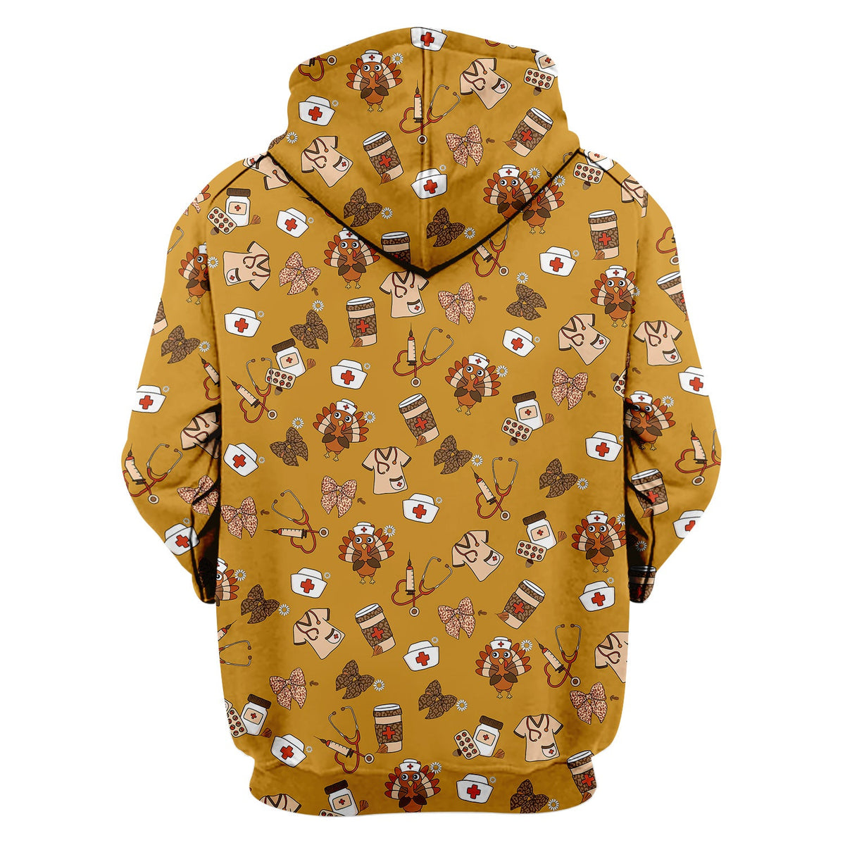 Cute Nurse Fall Season Scrub Top - Thanksgiving Turkey & Stethoscope Medical Design  - Gift for RN LPN CNA