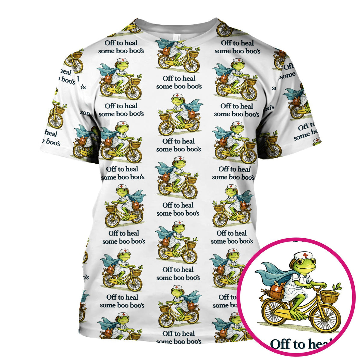Frog Cycling Nurse Scrub Top