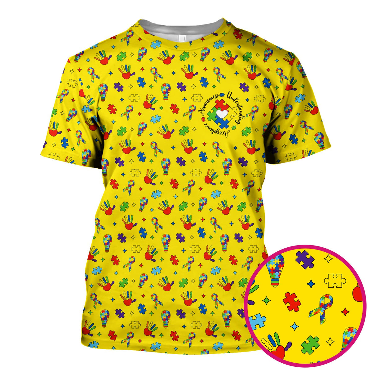 Autism Awareness Colorful Puzzle Nurse Scrub Top