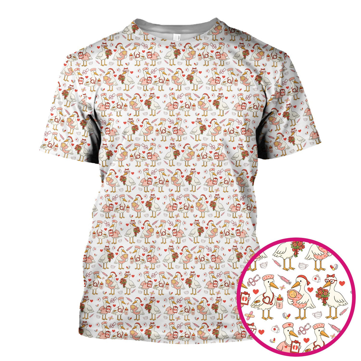 Valentine Goose Nurse Scrub Top